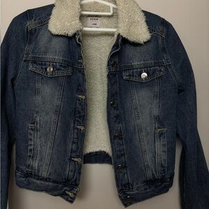 Love Tree Denim Jacket with Cream Sherpa Lining